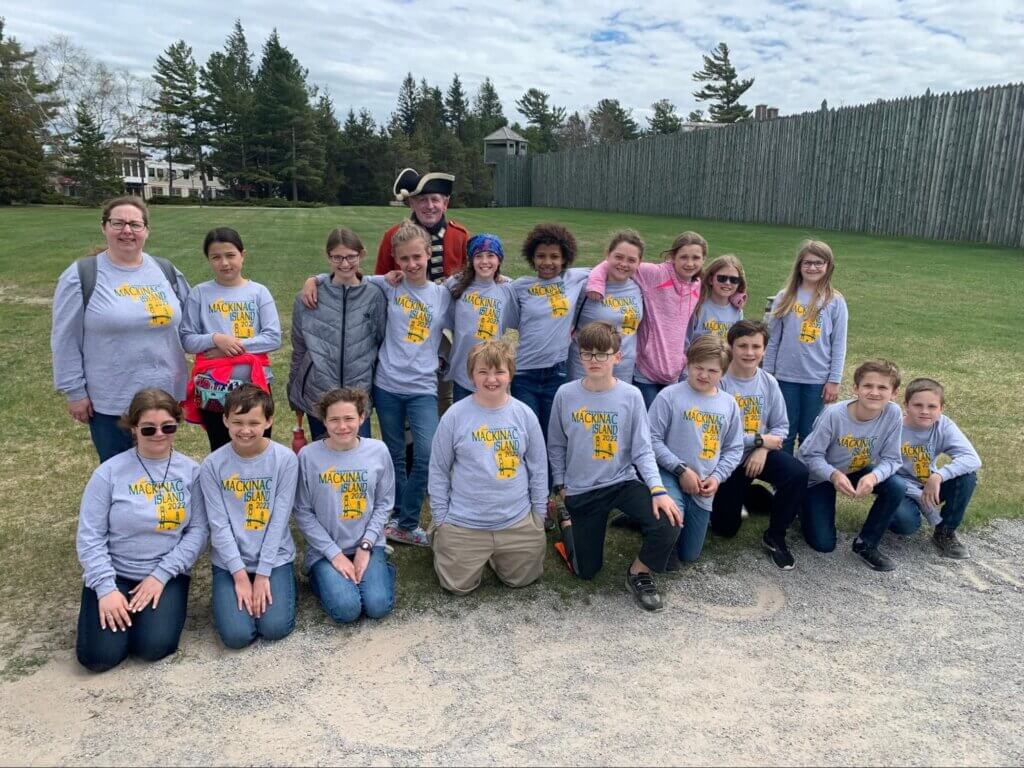 5th Grade students and their families at WCA taking a trip to Mackinac Island