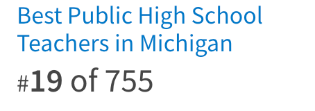 Will Carleton Academy was named the #19 Best Public High School Teacher in Michigan